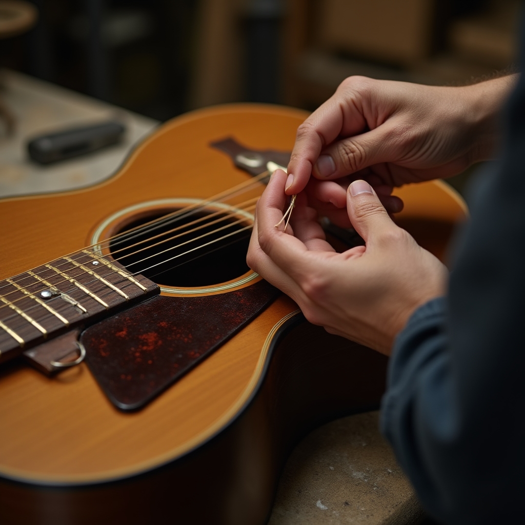 Cambio de cuerdas en guitarra acústica